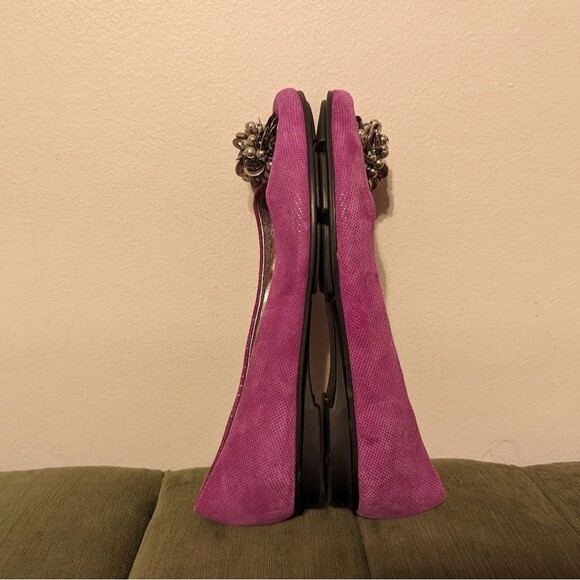 Calvin Klein Magenta Fuchsia Purple Maxee Genuine Suede Beaded Ballets Flats - Picture 10 of 12